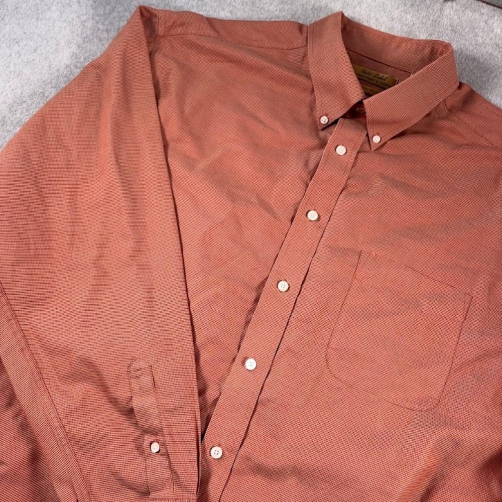 Roundtree & Yorke Button Down Mens 3XT Rust Orange Houndstooth Gold Label Shirt